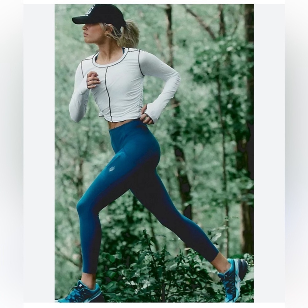 Free People FP Movement Casual Running Yoga Exercise Leggings Blue Teal New Sz S